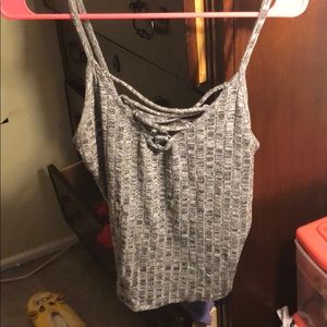 Gray criss cross tank American eagle